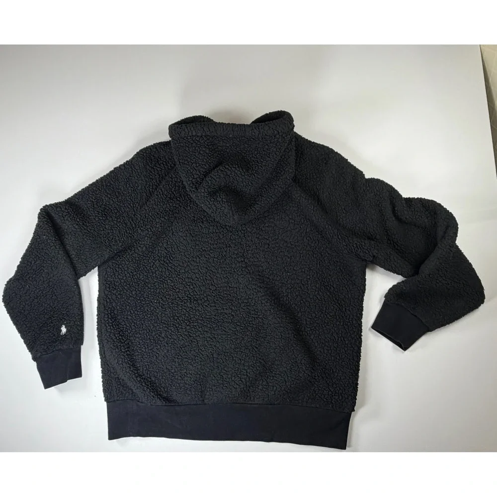 Polo Ralph Lauren Sherpa Fleece Hoodie Mens M Navy Embroidered‎ Logo Heavy Wear